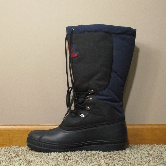Arctic Cat Snow Boots Men\'s 9 Tall Black Navy Blue Snowmobile Winter Insulated